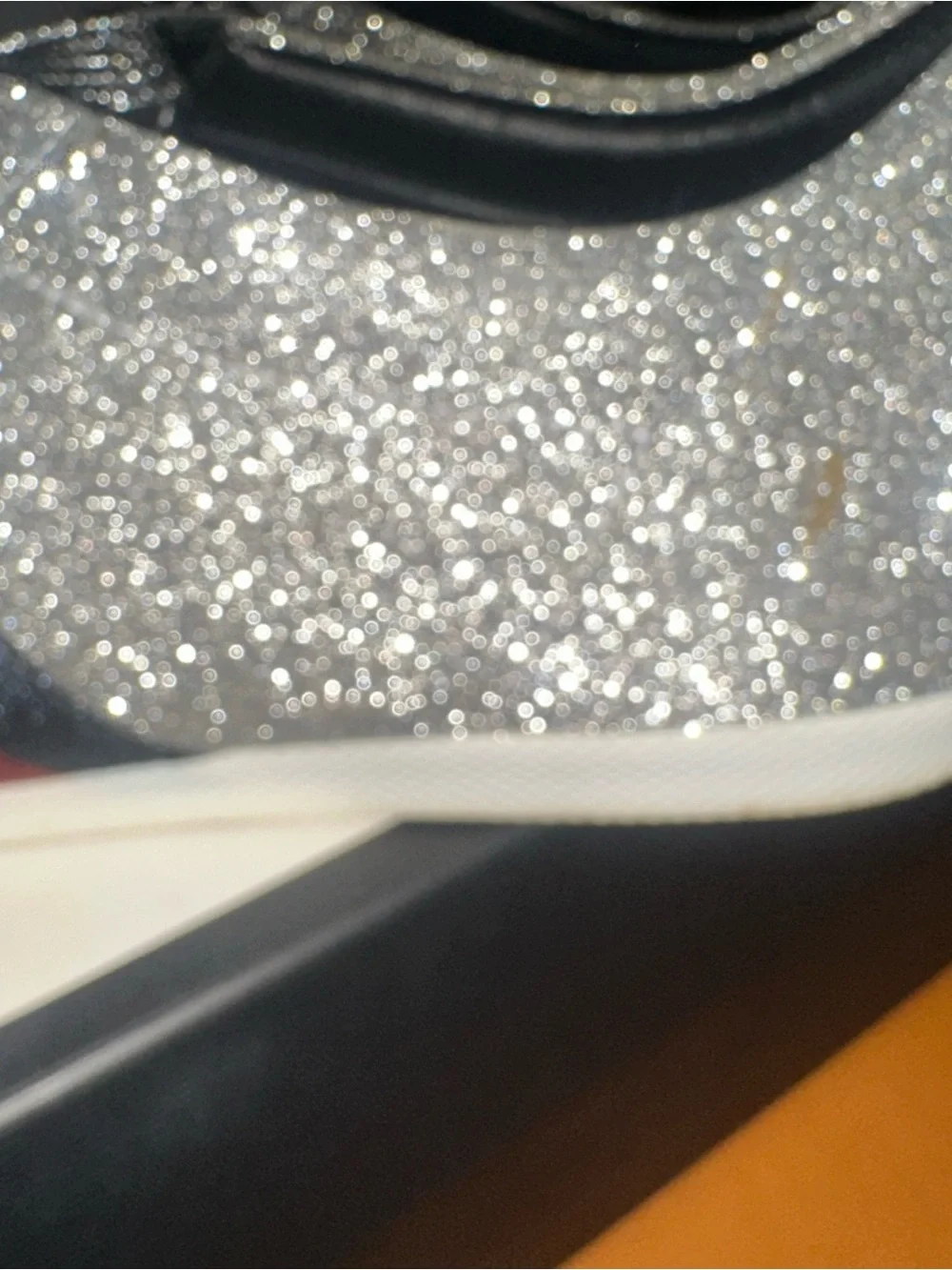 Gucci Silver Glitter Sneakers with Black Ribbon Detail